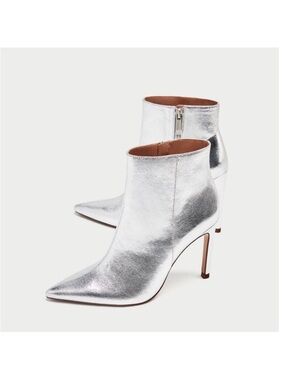 ZARA Silver Metallic Stilleto Heels Ankle Boots size 37